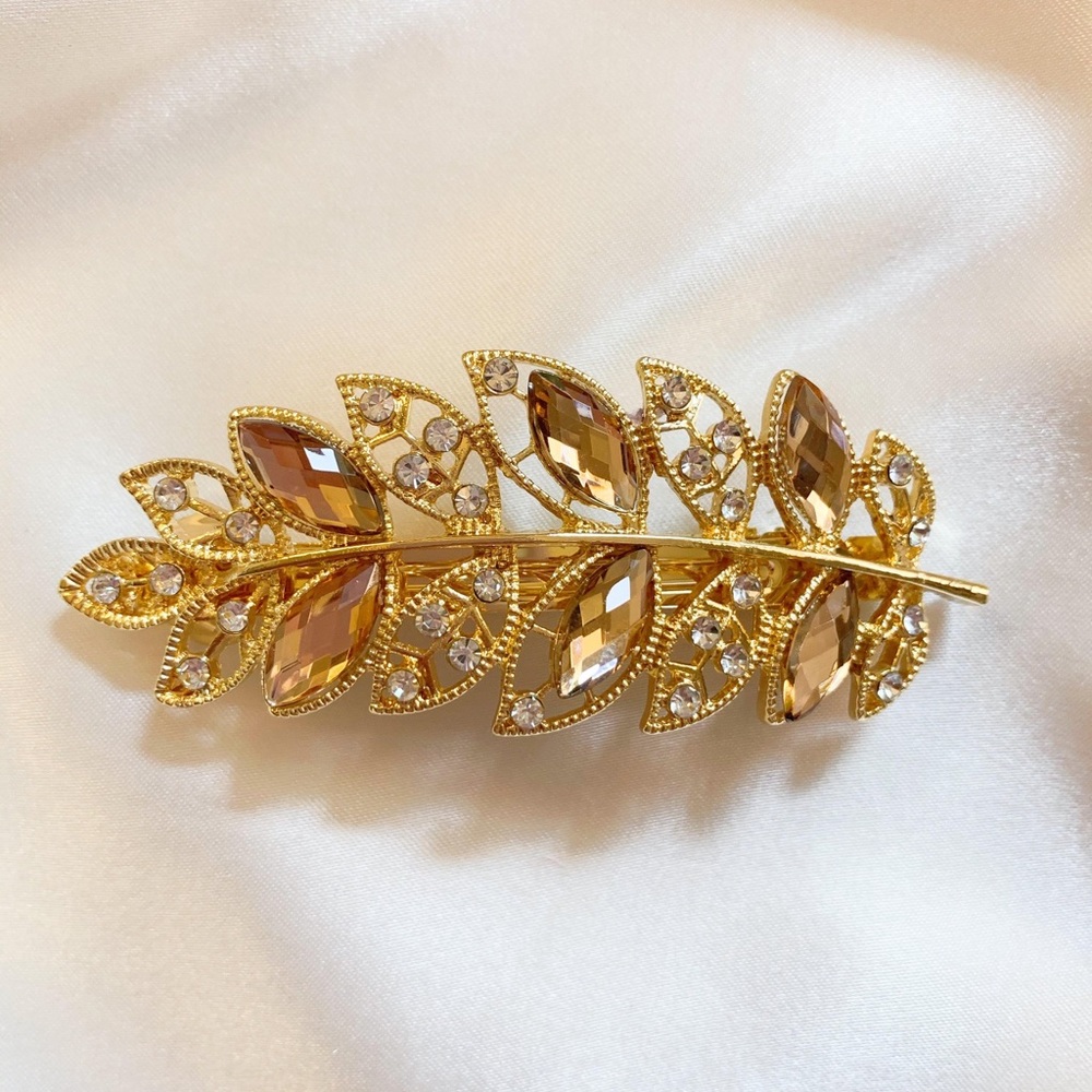 BRIDAL - INÈS Crystals Leaf Barrette